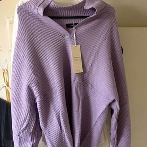 Lavender V-Neck Knit Sweater